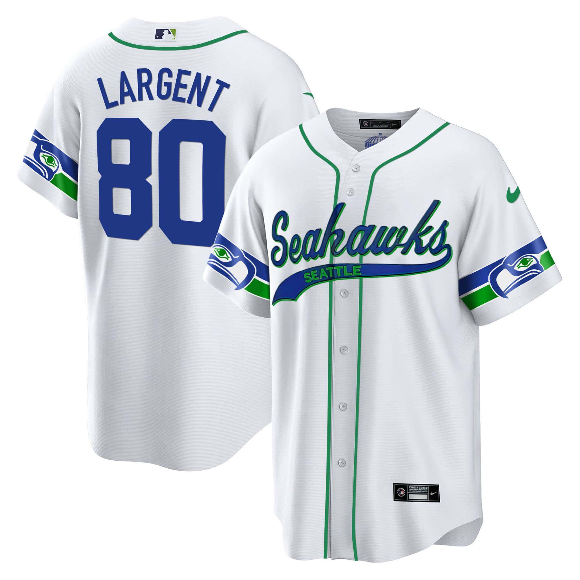 Men Seattle Seahawks 80 Largent White 2024 Nike Throwback Gold Cool Base NFL Jersey